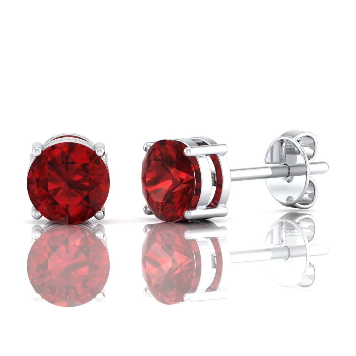 Garnet Studs in 18K Gold Plated and Sterling Silver