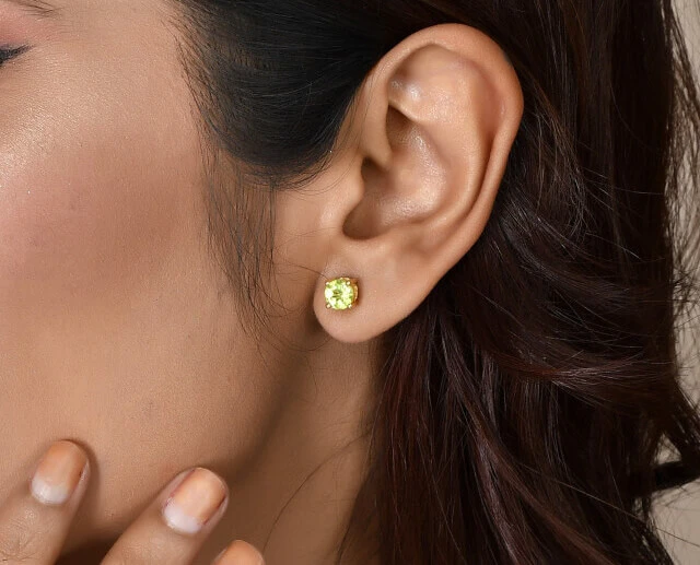 Peridot stud in 18K Gold Plated and Sterling Silver