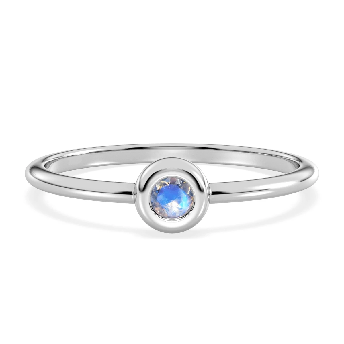 Cute Dainty Rainbow Moonstone stacking ring