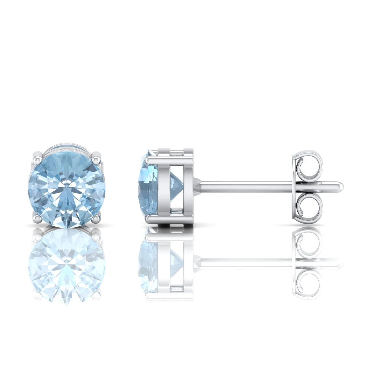 Sky Blue Topaz Studs in 18K Gold Plated and Sterling Silver