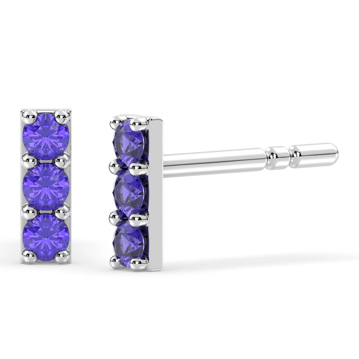 Tanzanite bar stud earrings
