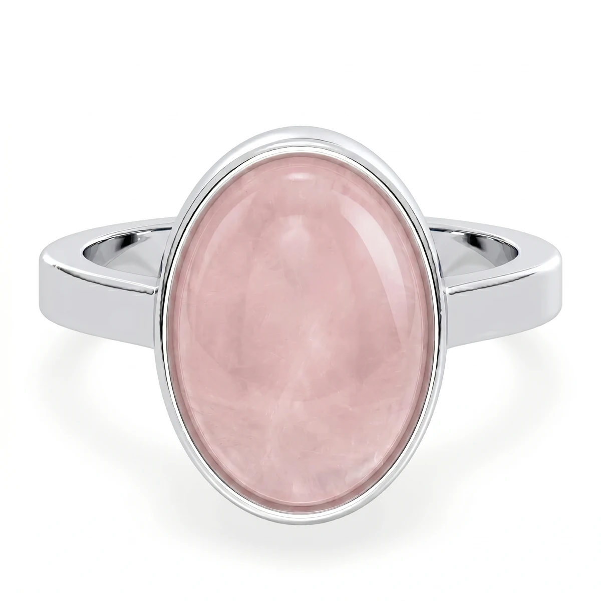 Rose Quartz Oval Bezel Ring
