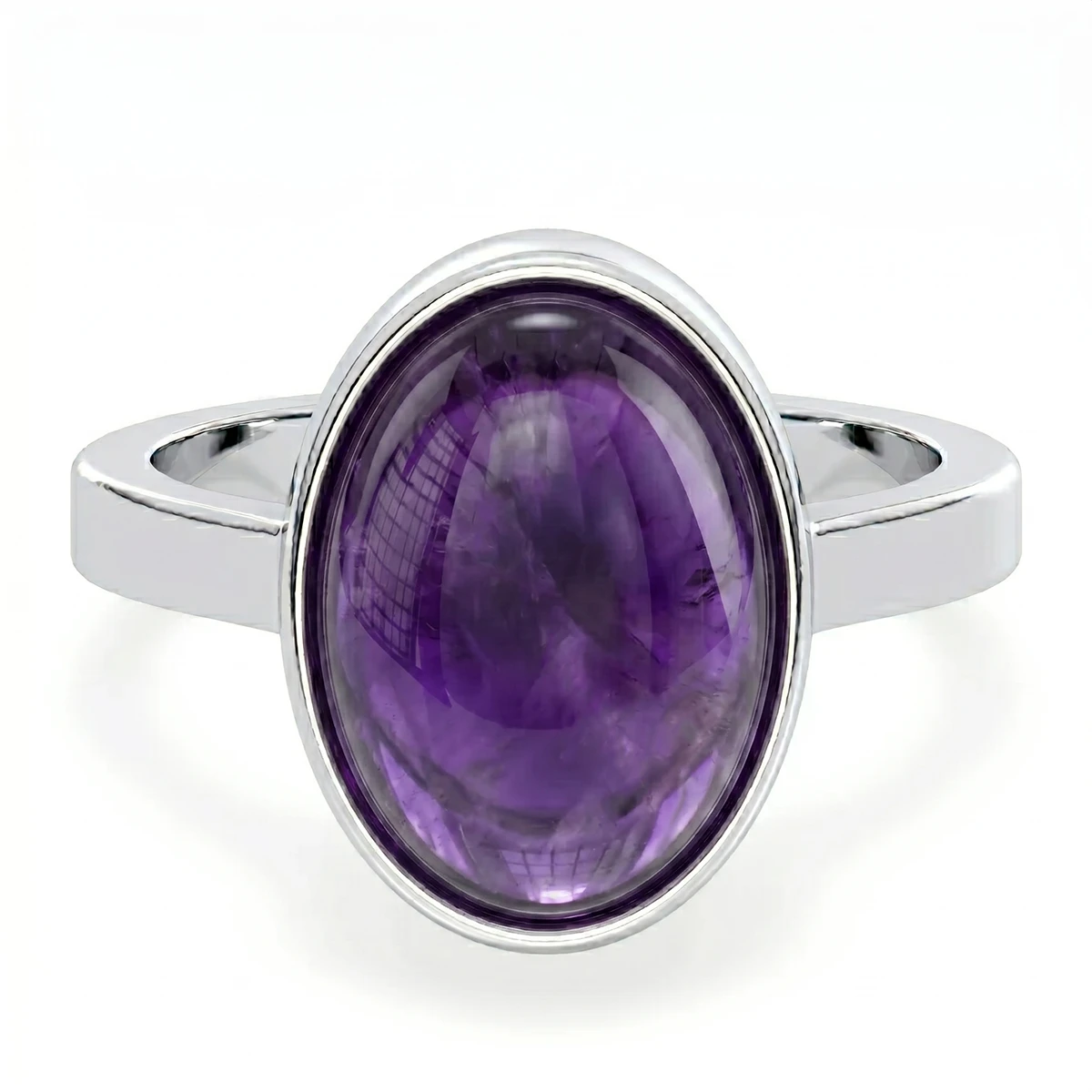 Amethyst Oval Bezel Ring