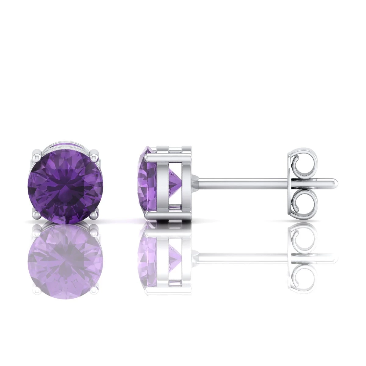 Amethyst studs in 18K Gold Plated and Sterling Silver