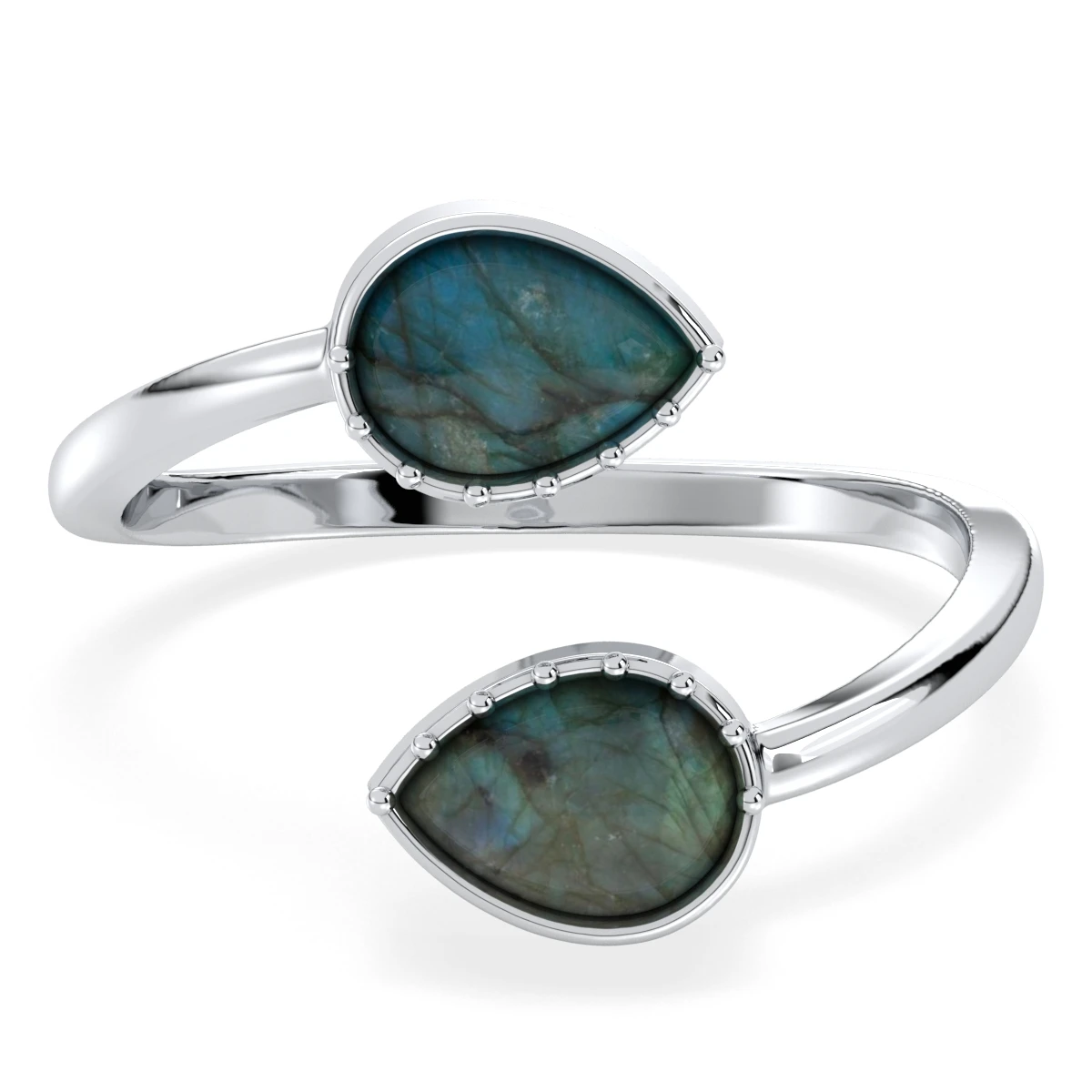 Labradorite Duo Pear Open Ring