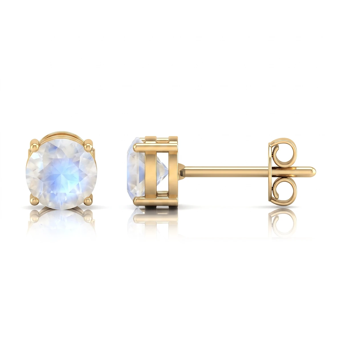 Rainbow Moonstone Studs in 18K Gold Plated and Sterling Silver