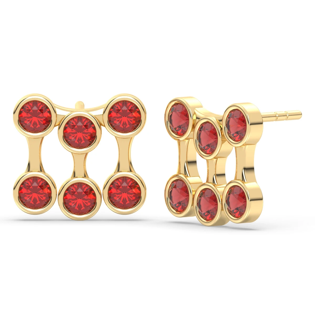Garnet Fire drop stud earrings
