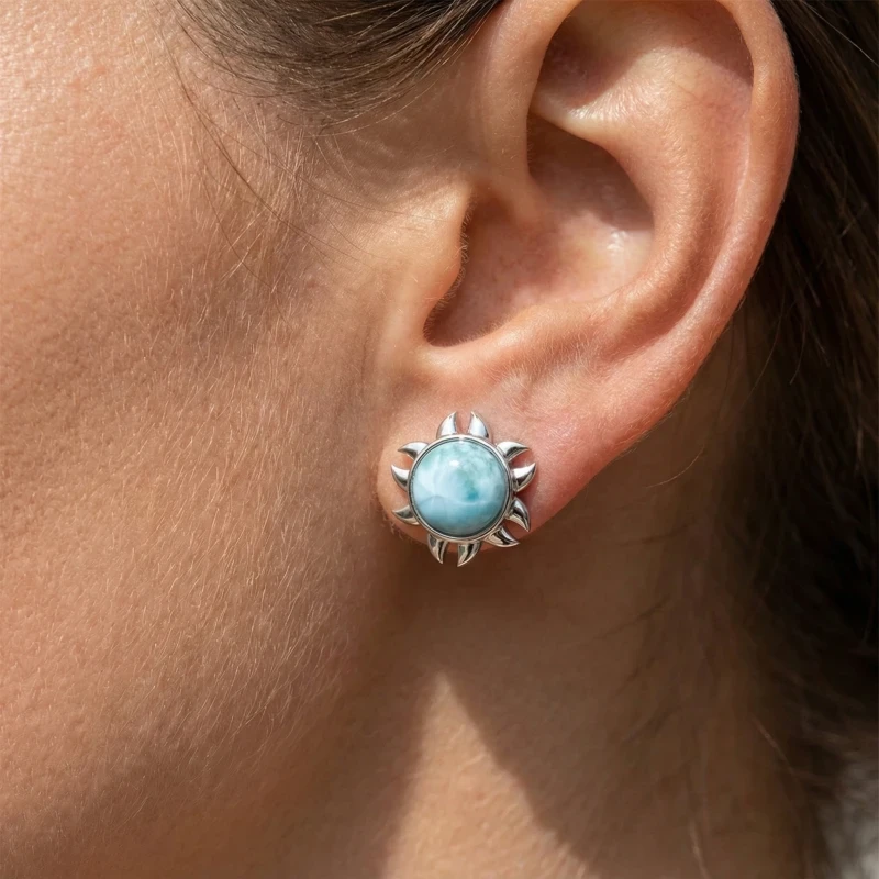 Larimar Sun stud earrings