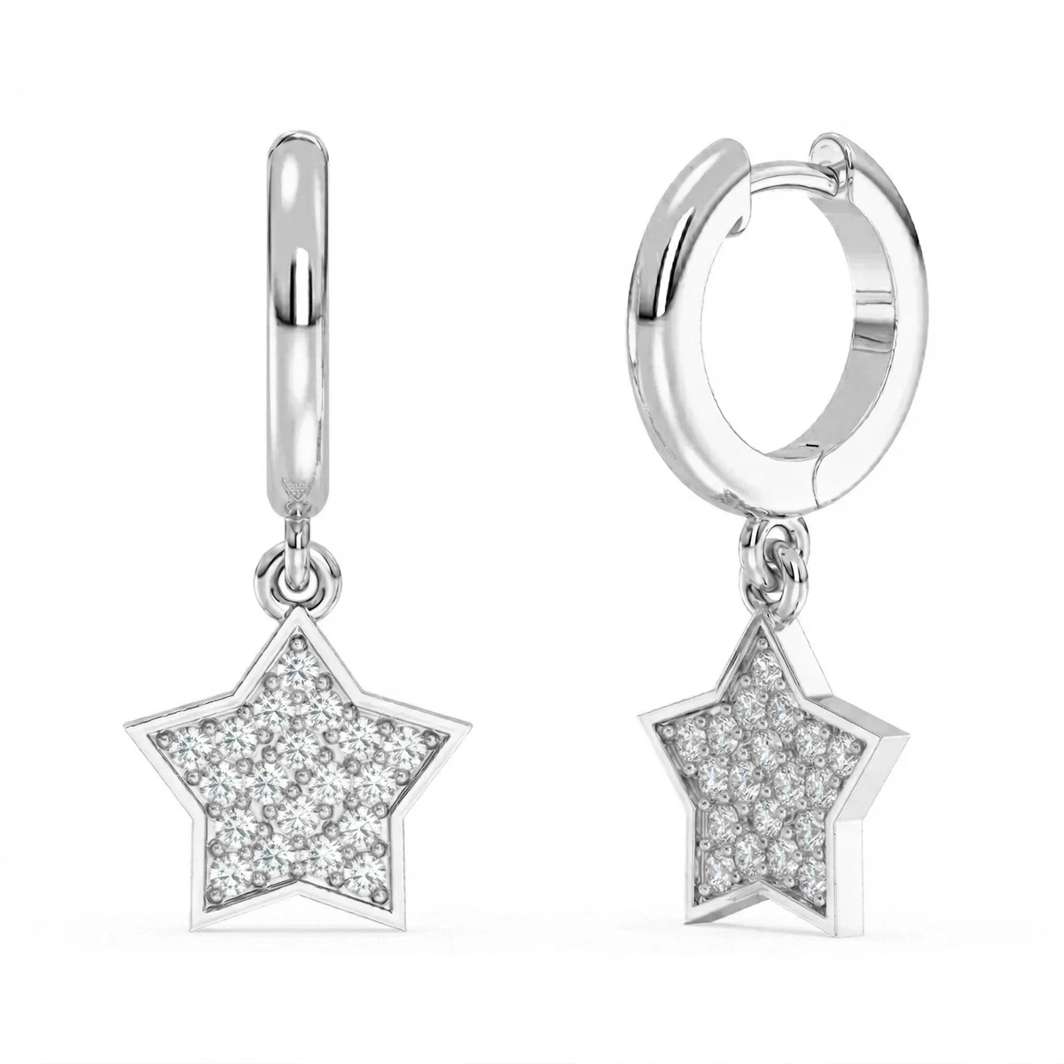 White Topaz Star Hoop Earrings
