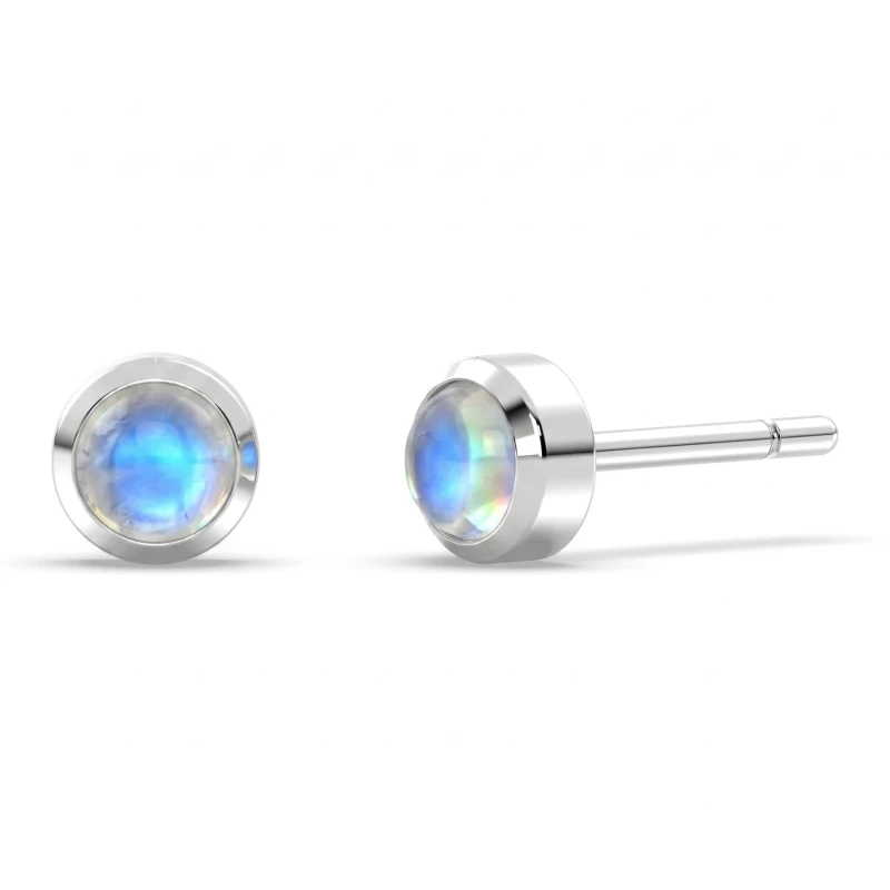 Rainbow Moonstone Classic Stud Earrings
