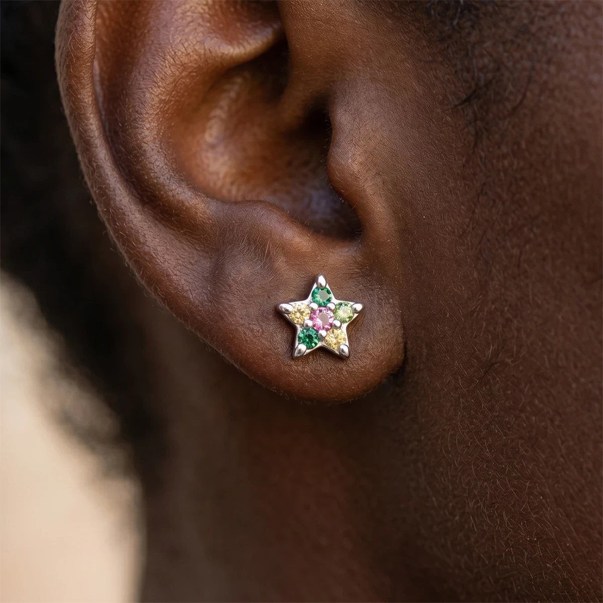 Multi Tourmaline pave stud earrings