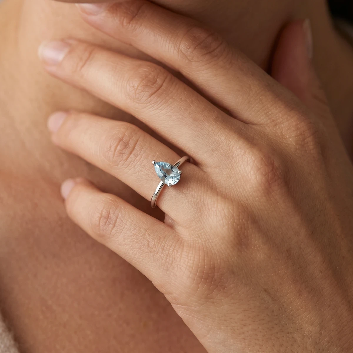 Sonia Sky Blue Topaz pear cut ring