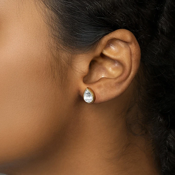 White Topaz Teardrop Stud earrings