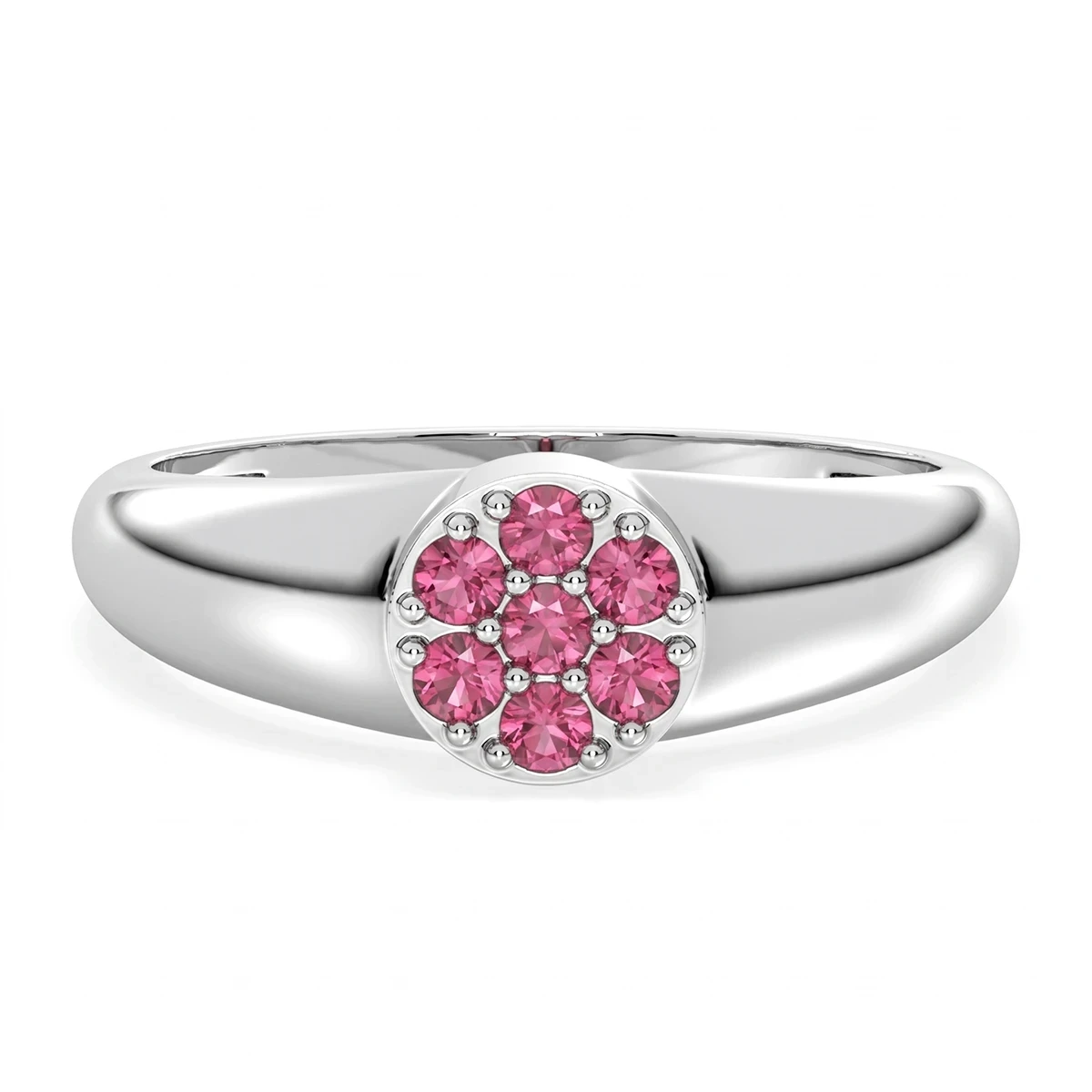 Pink Tourmaline cluster signet ring