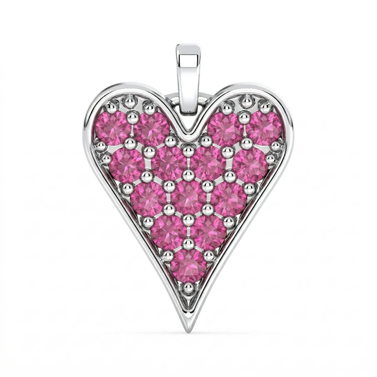 Pink Tourmaline Pave Heart Pendant charm