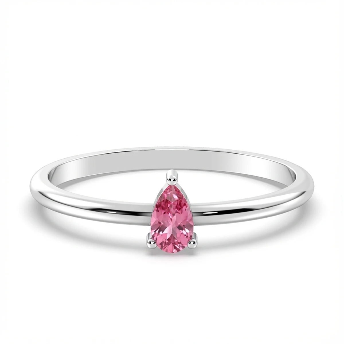 Pear Cut Pink tourmaline Solitaire Ring