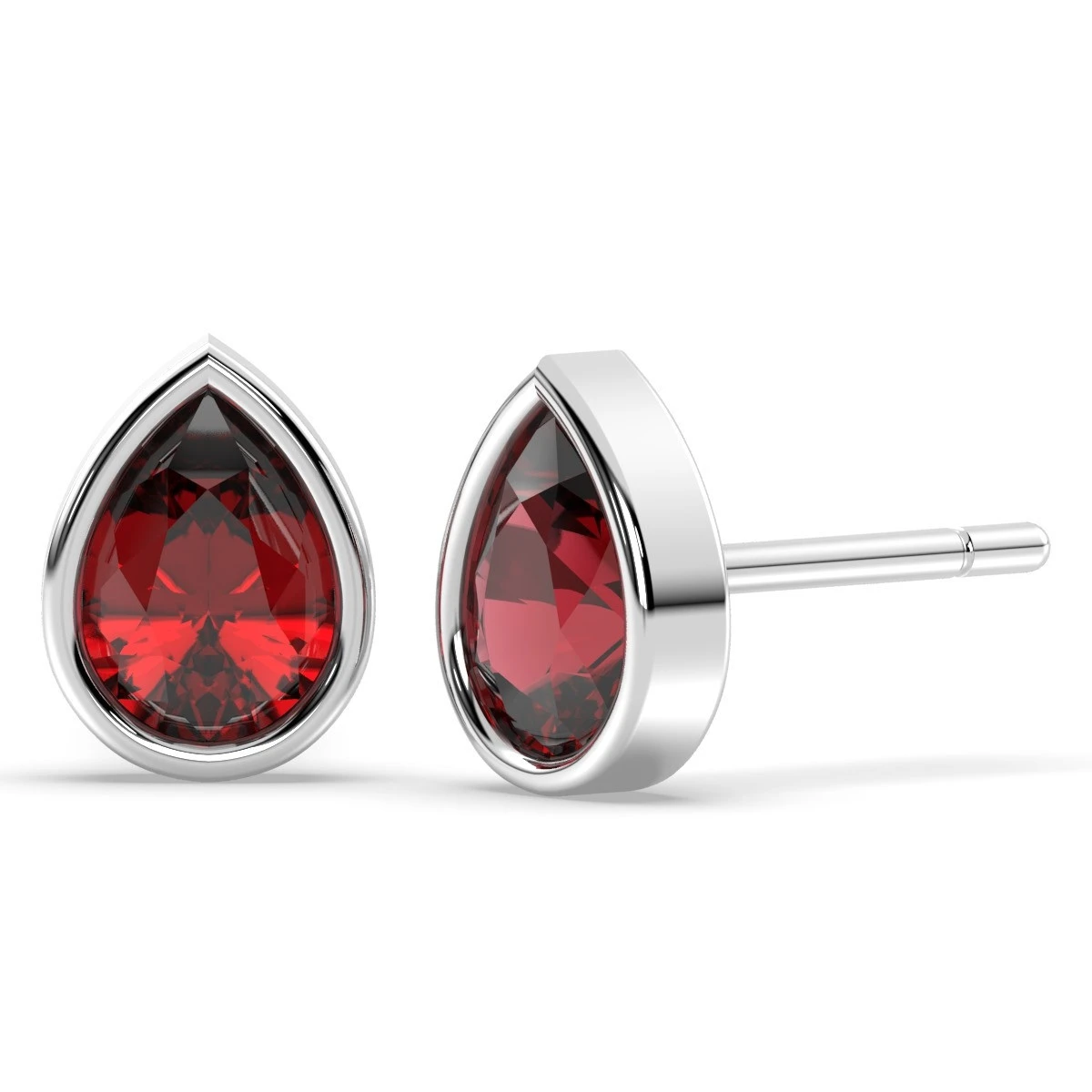 Tear drop garnet solitaire stud in 18K Gold Plated