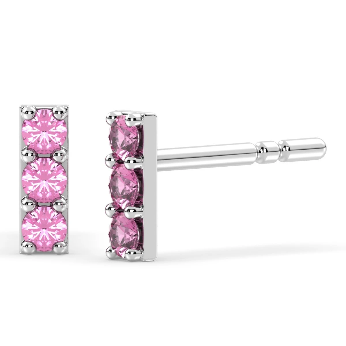 Pink Tourmaline Bar stud earrings