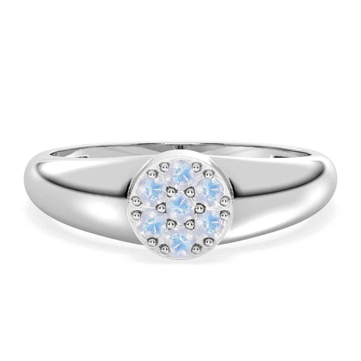Rainbow Moonstone Cluster Signet Ring