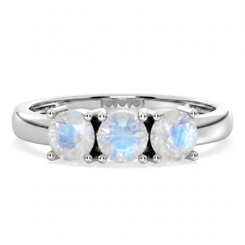 Zoey Rainbow Moonstone Row Ring