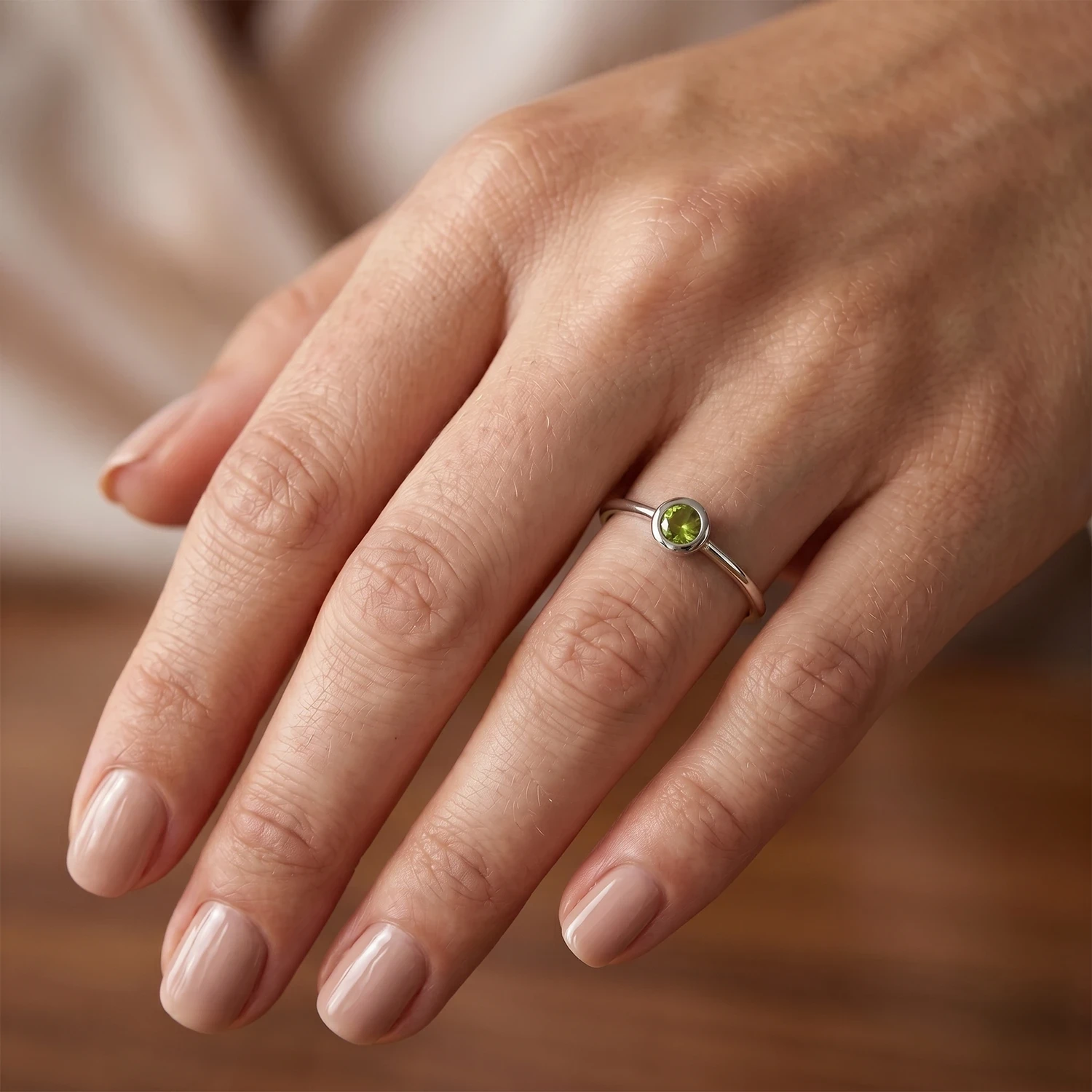 Cute Dainty Peridot stacking ring