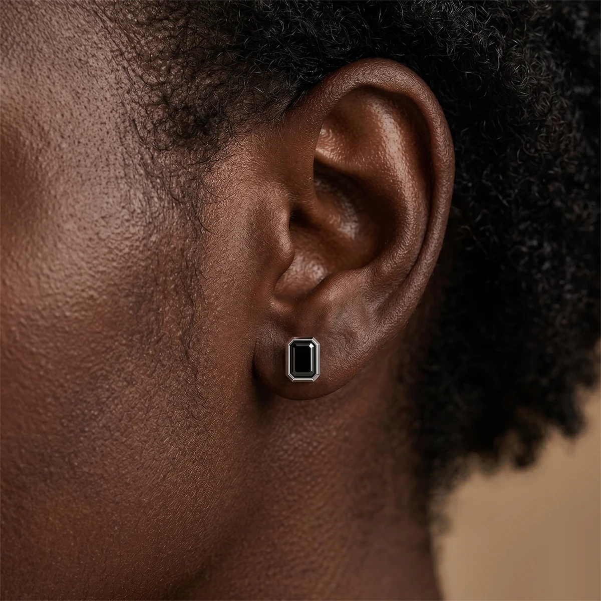 Black Onyx Octagon Stud Earrings