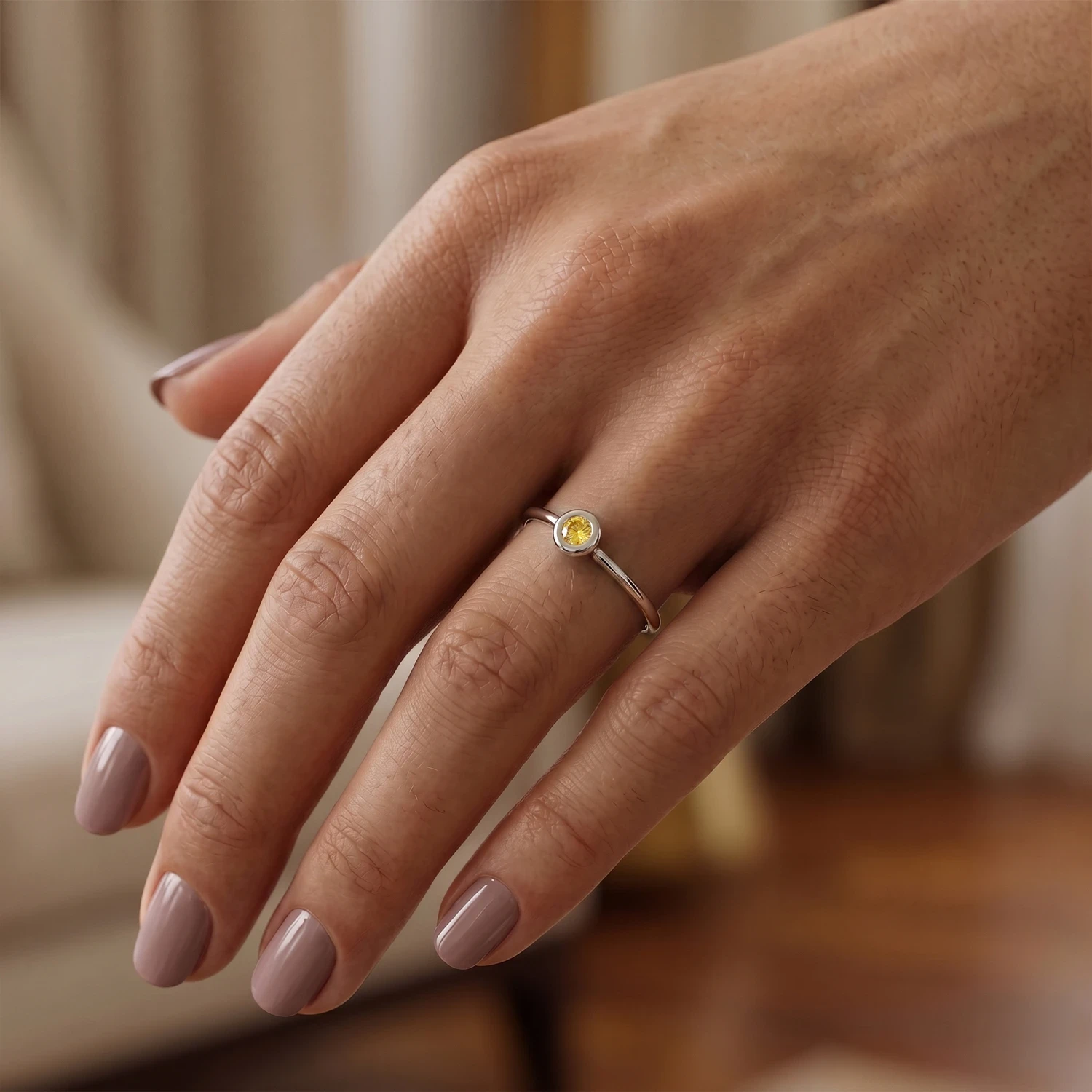 Cute Dainty Citrine stacking ring