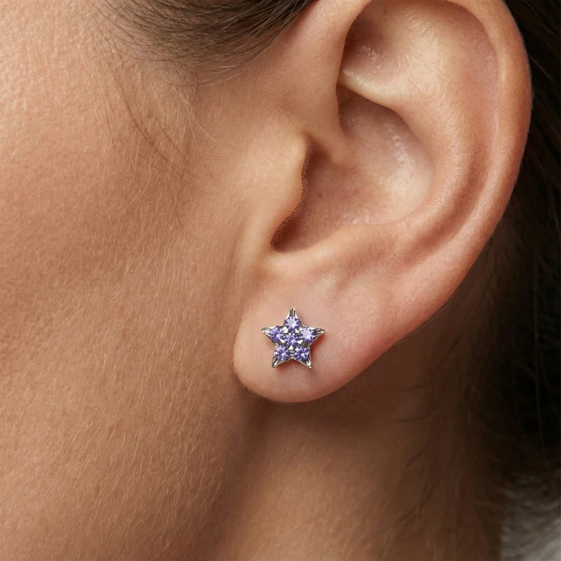 Tanzanite star pave stud earrings