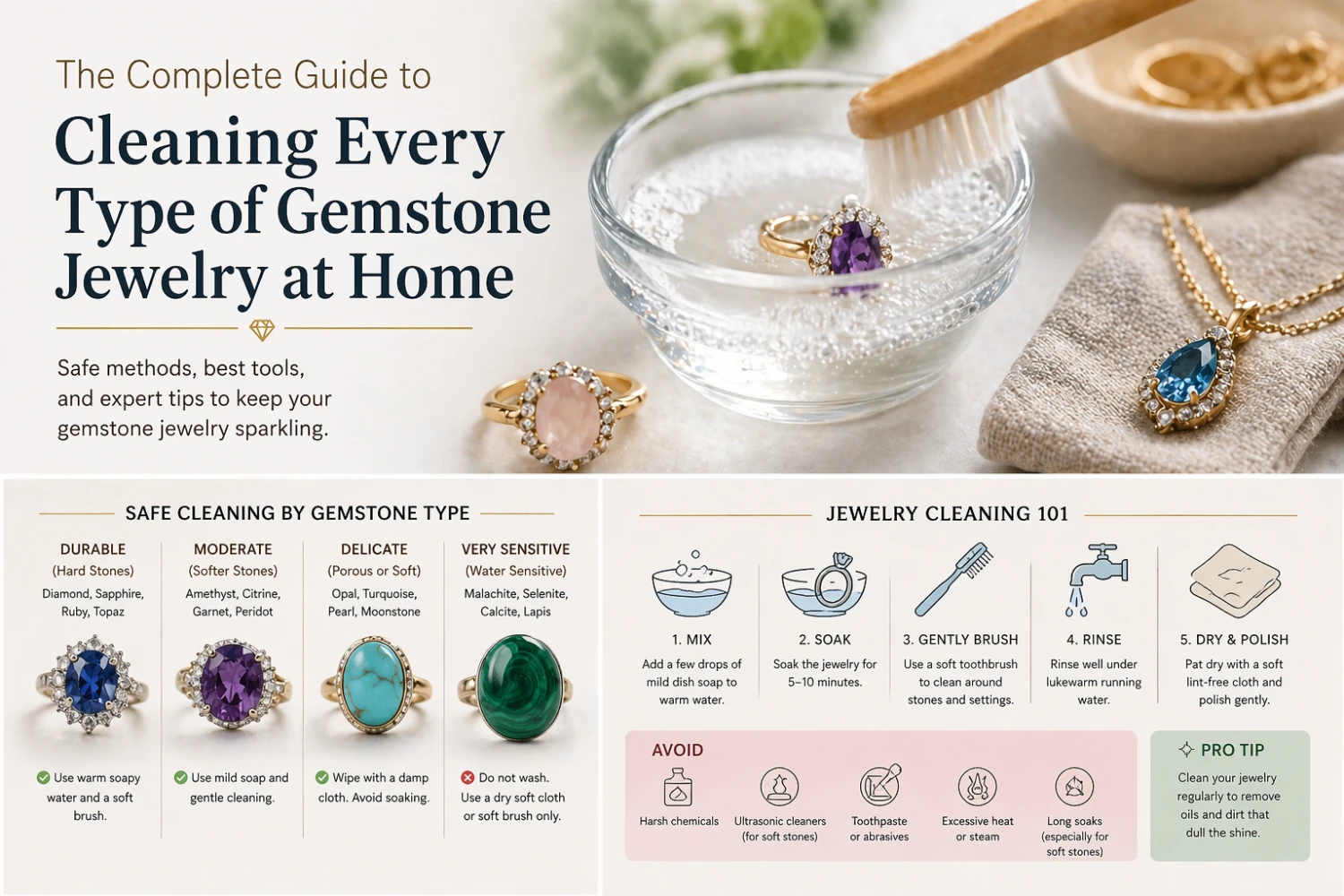 How to Clean Gemstones Without Messing Them Up