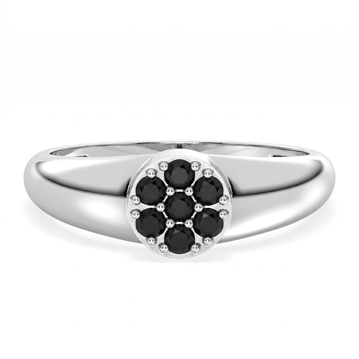 Black Onyx Cluster Signet Ring