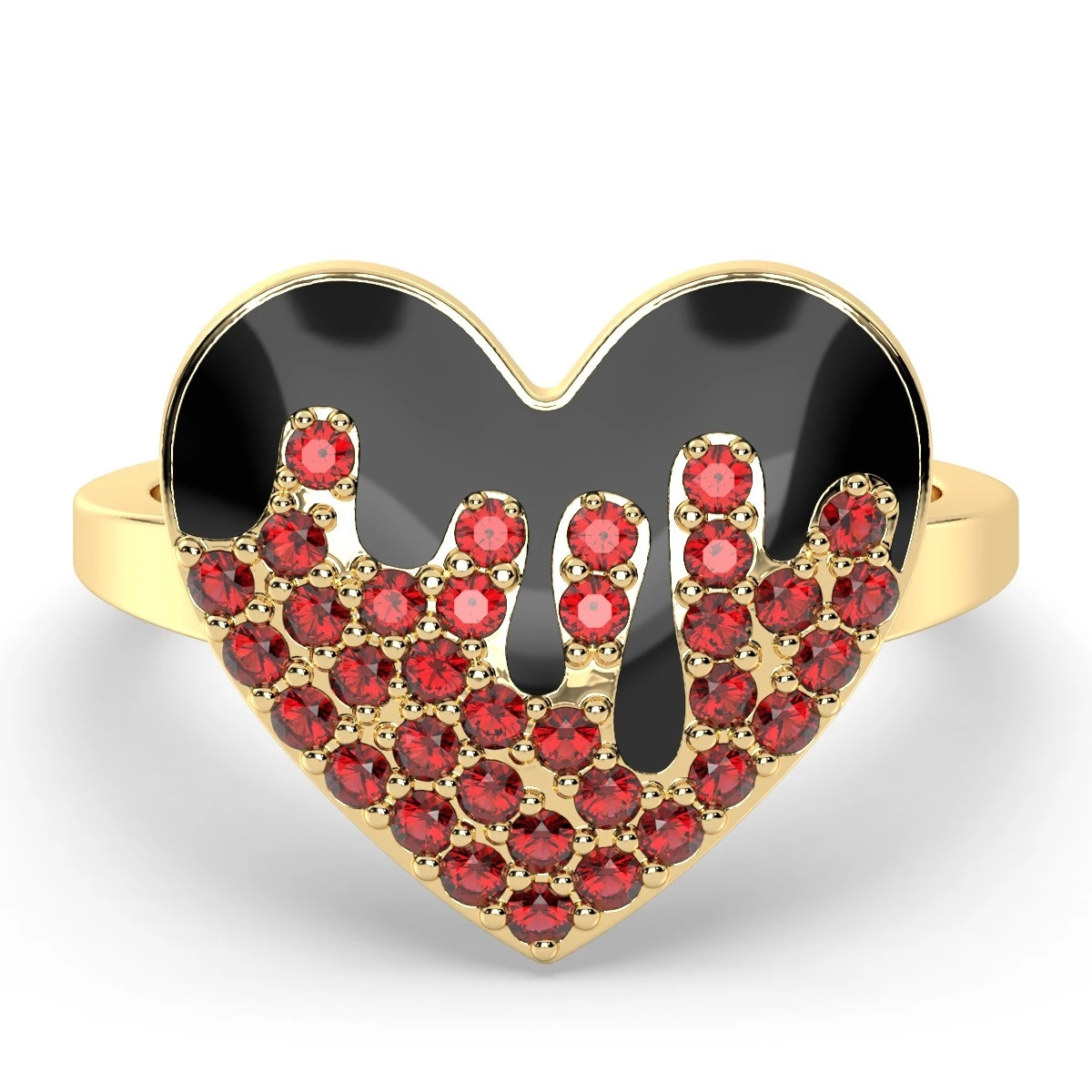 Garnet Heart Gold Plated Enamel ring