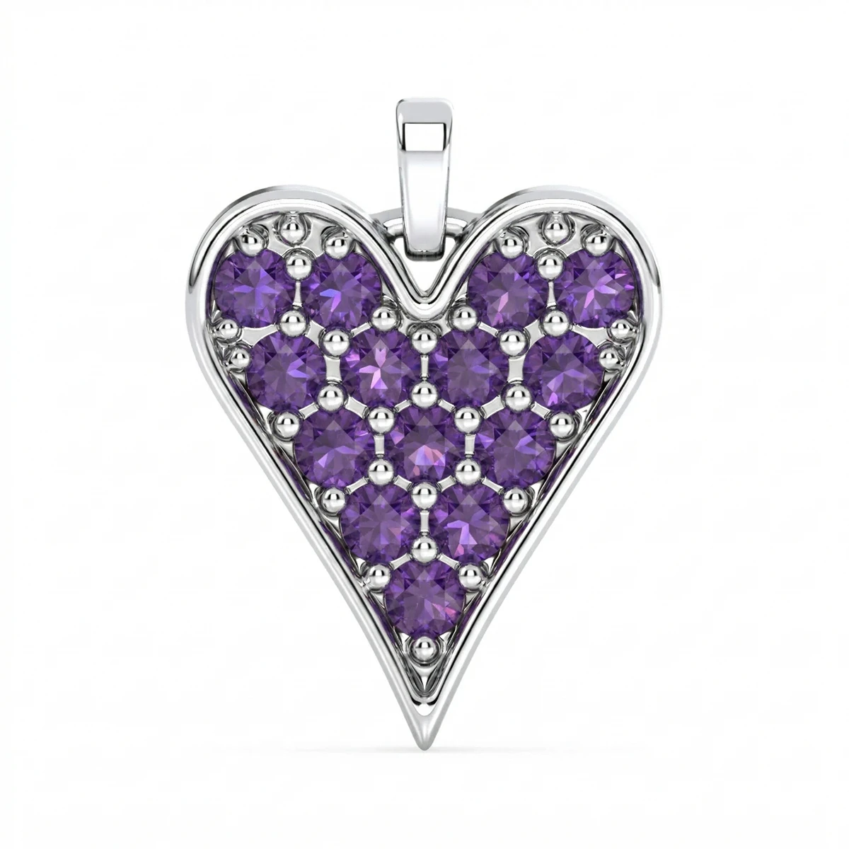 Amethyst Pave Heart Pendant charm
