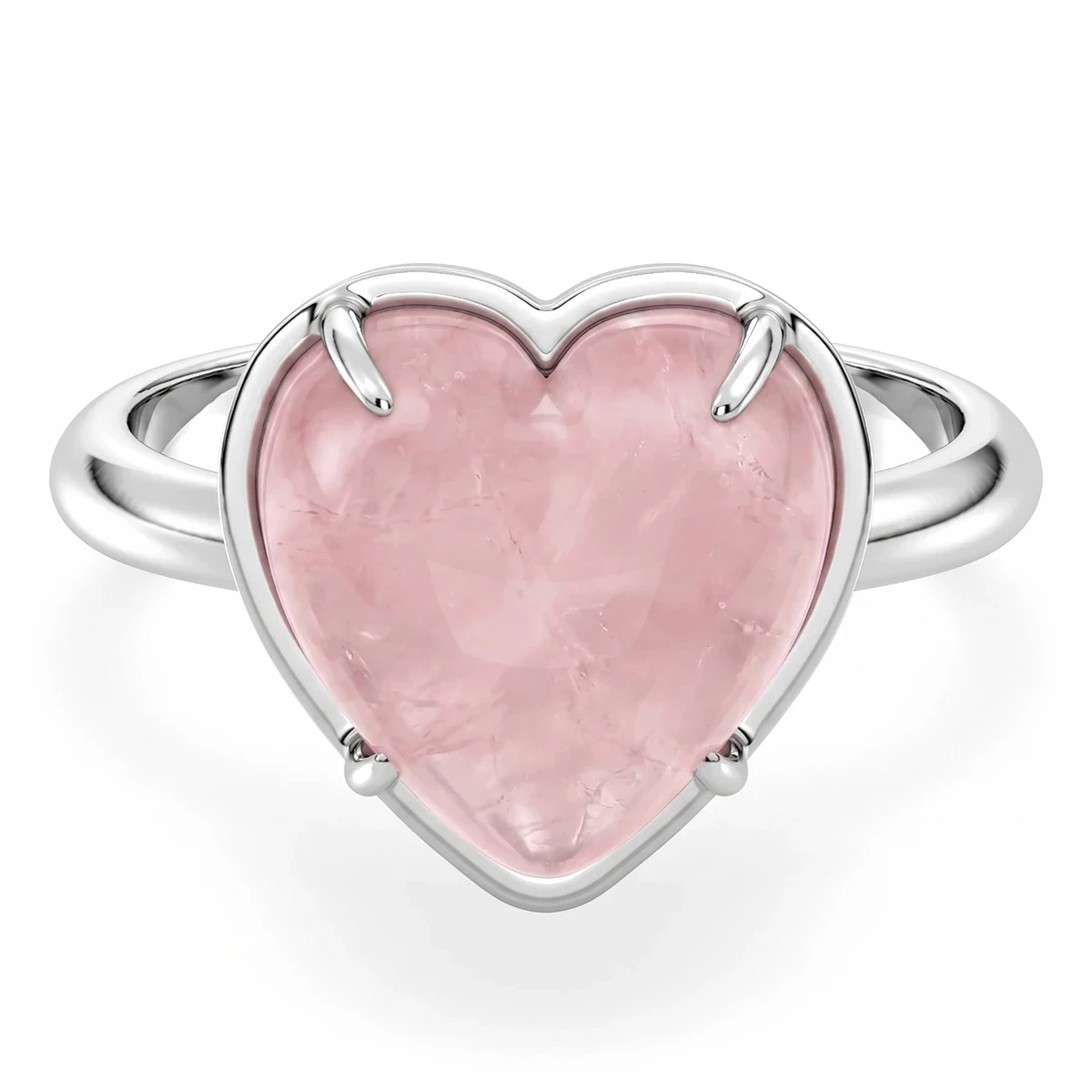 Audrey Rose Quartz statement heart ring in Sterling Silver