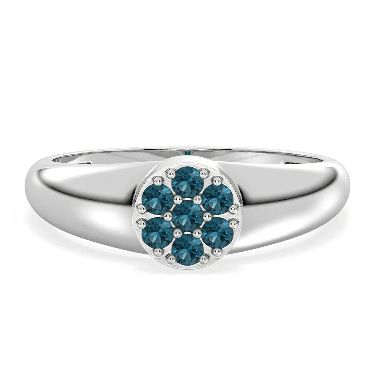 London Blue Topaz Cluster Signet Ring
