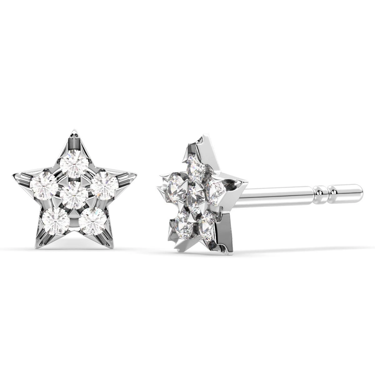 White Topaz Star Pave Stud earrings