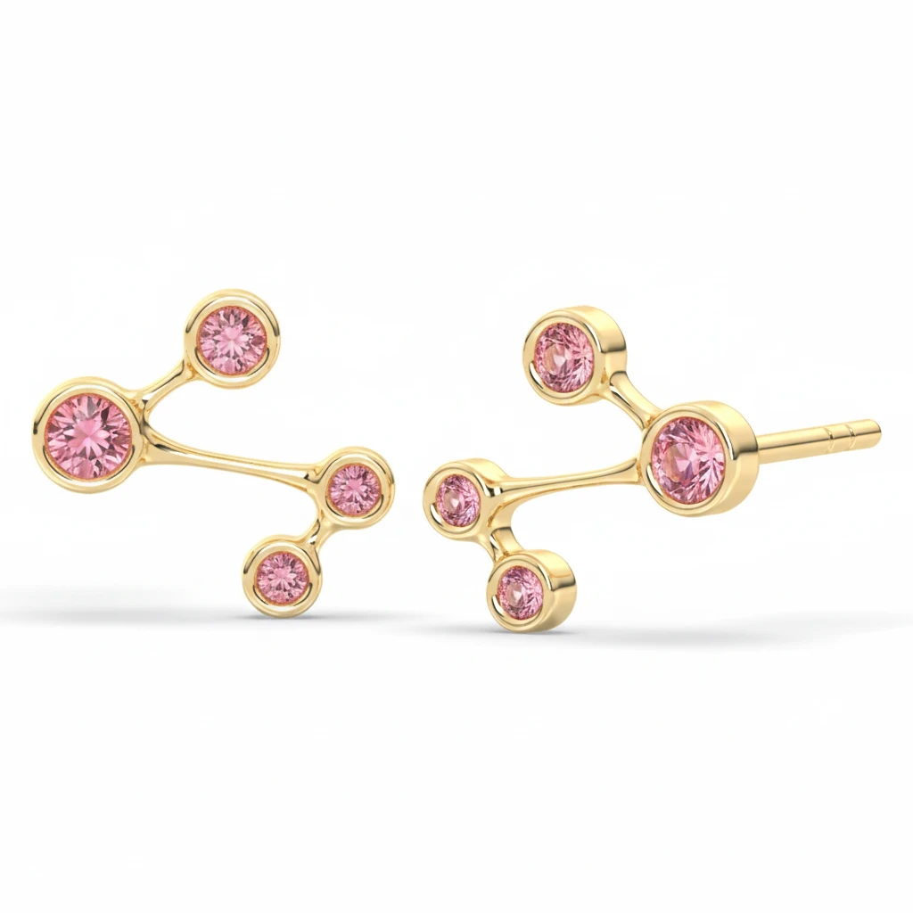 Pink Tourmaline celestial stud earrings