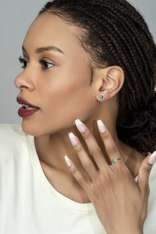 Malachite Sun stud earrings